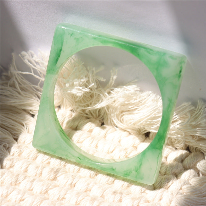 Wholesale Fashion Marble Patterned Acrylic Shaped Resin Square Circular Bracelet