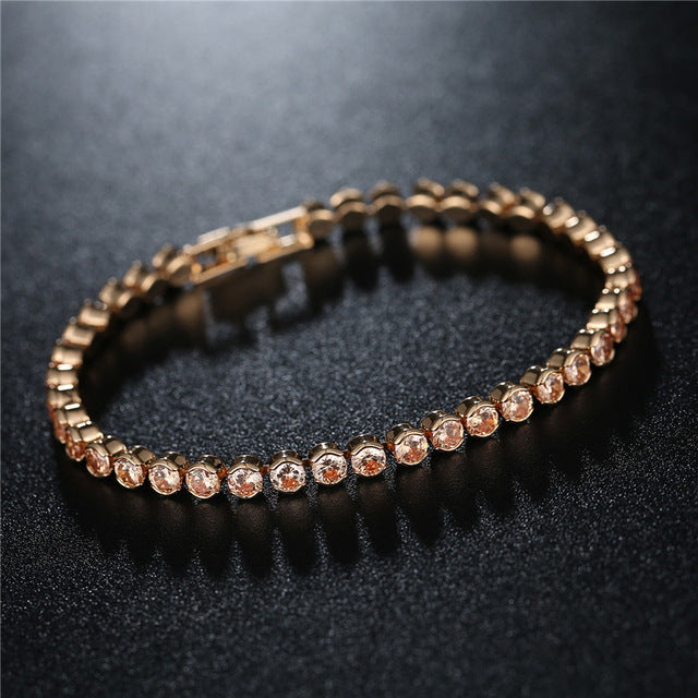 Wholesale Crystal Plating Real Gold AAA Zircon Diamond 4mm Bracelet