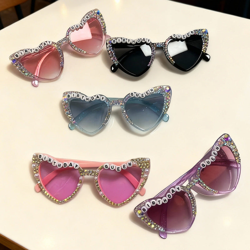 Wholesale Inlaid with diamonds Heart Earrings Men' s/ women' s sunglasses