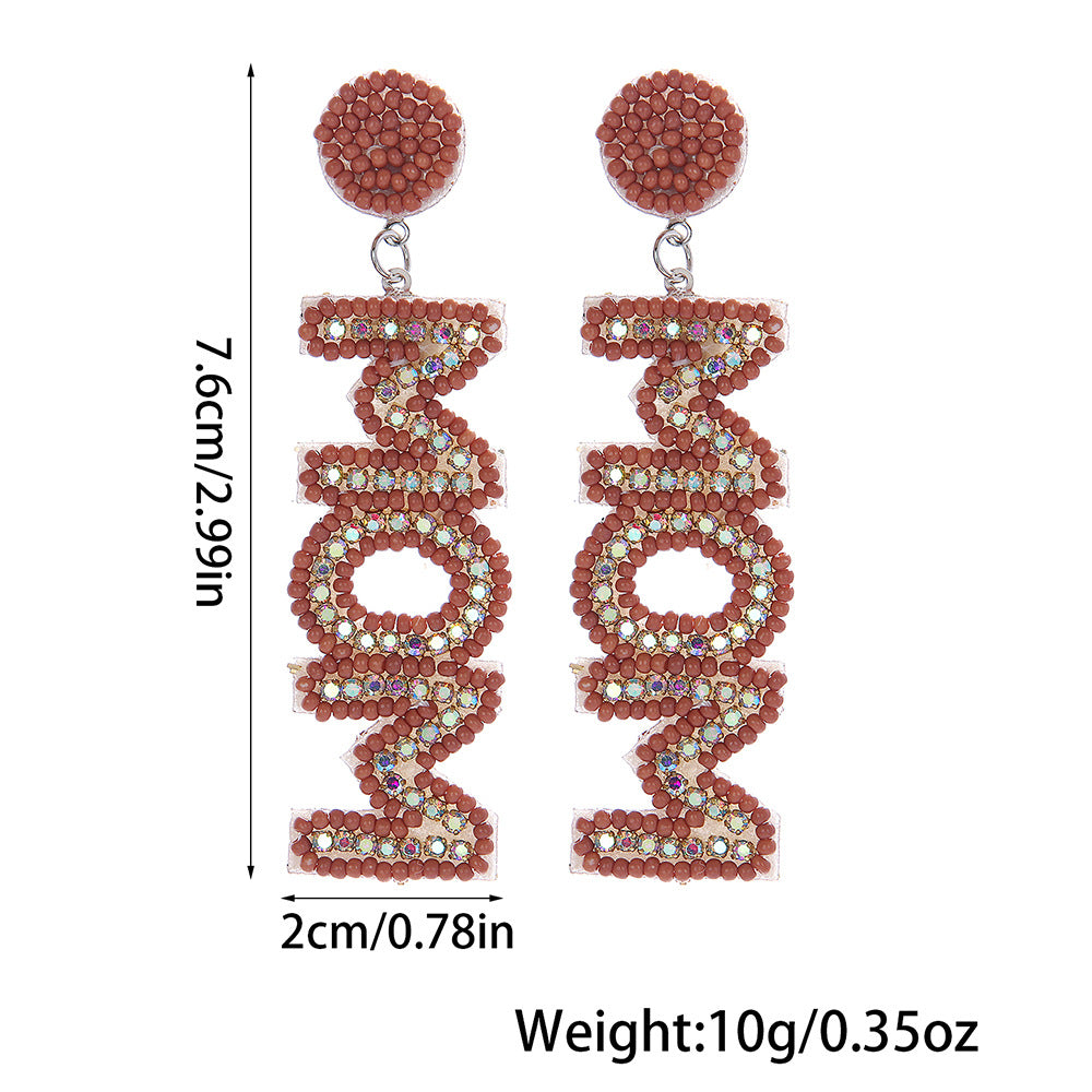 Wholesale Creative Letter Sequins Mother's Day Earrings Woven All-match  Earrings