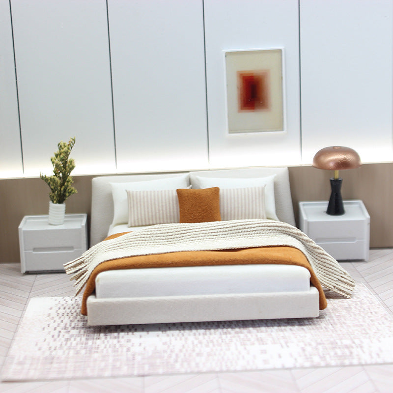 Wholesale Indoor small furniture   mini bed  cream style double bed Doll Accessories