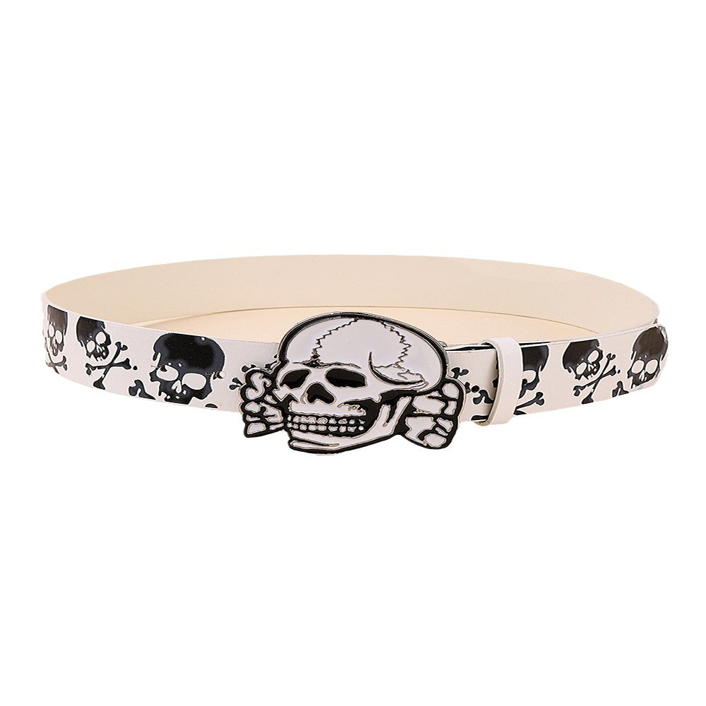 Wholesale fashion skull retro Joker printed National style sexy PU belt