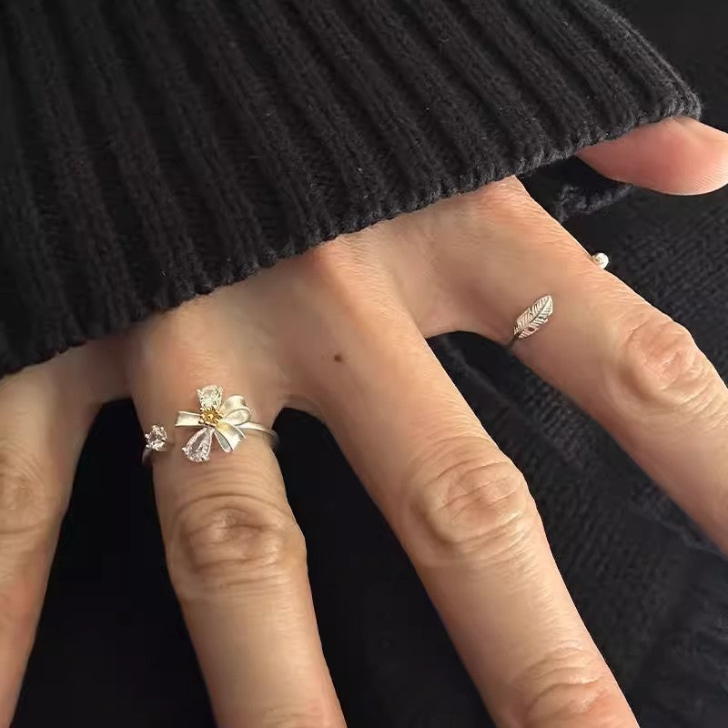 Wholesale Fresh and simple silver ring niche design light luxury finger ring