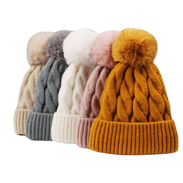 Wholesale Woolen Hat Cashmere Twist Elastic Warm Knitted Hat