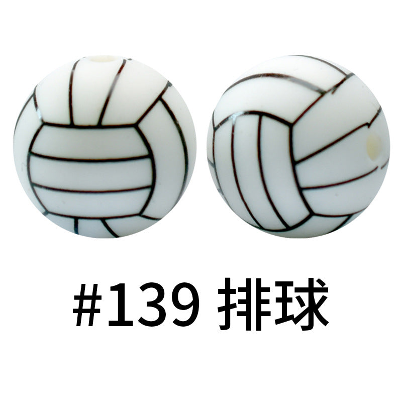 Wholesale 50pcs 16mm Print Silicone Beads Colorful Silicone Water Transfer Beads