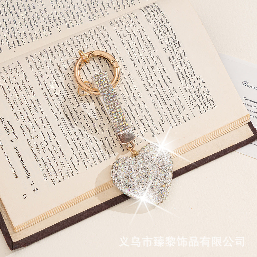 Wholesale Cute Cartoon Keychain Pendant Diamond-Encrusted Peach Heart Keychain