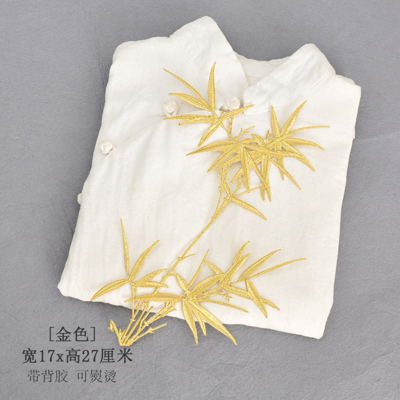 Wholesale Ethnic Bamboo Embroidery Patch Polyester Cotton Adhesive Backing Fashion Accessory For Clothing And Cheongsam Decor