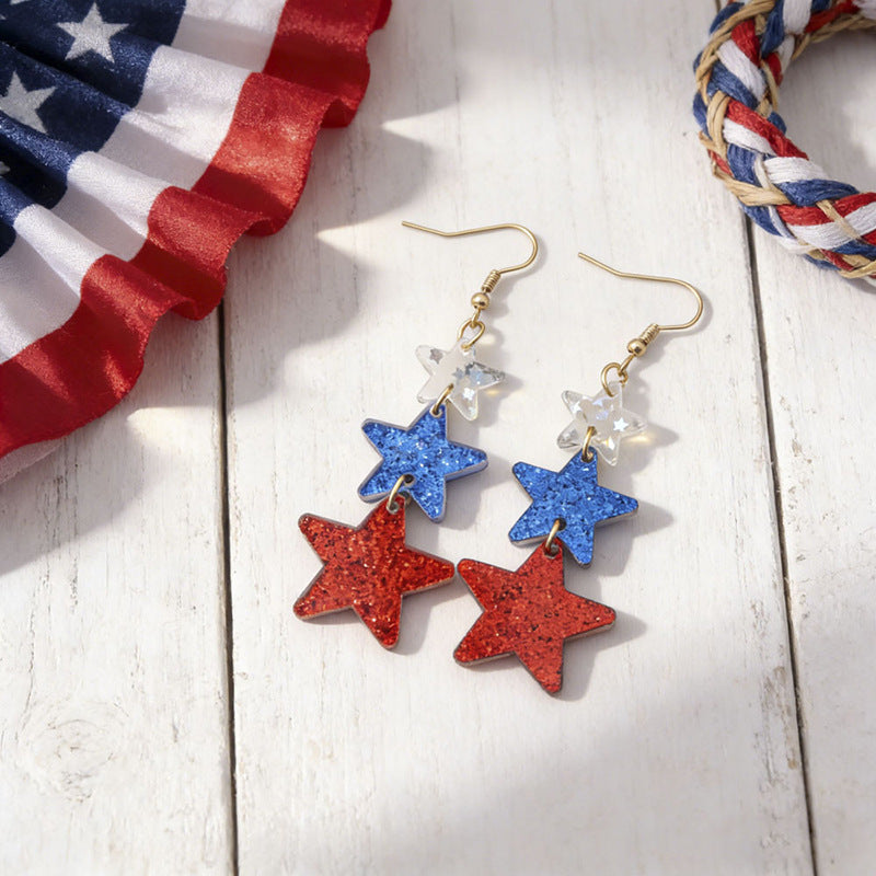 Wholesale Independence Day Anniversary Love Star Spangled Banner Acrylic Earrings
