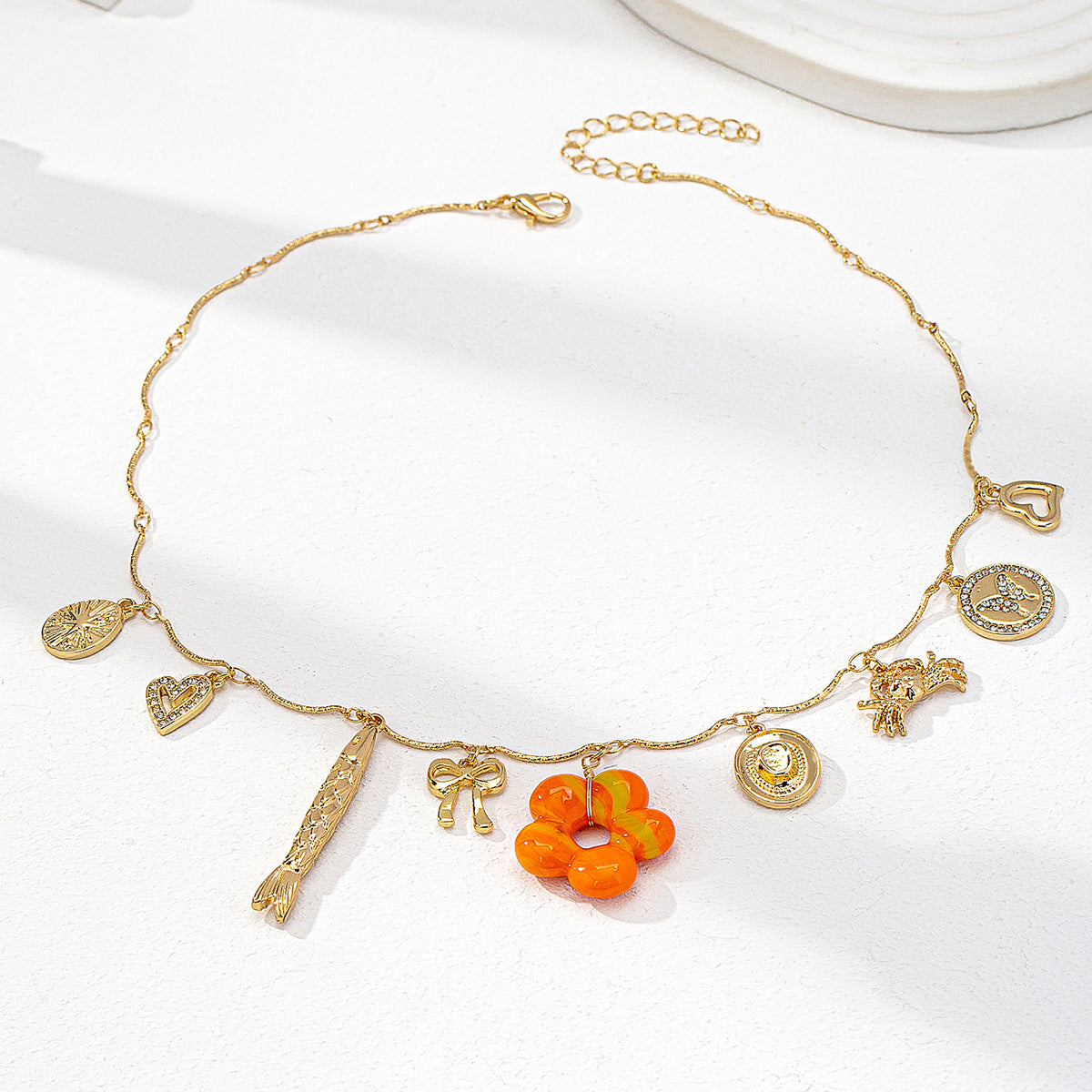 Wholesale Fruit Flower Ceramic Cross Multi Pendant Necklace