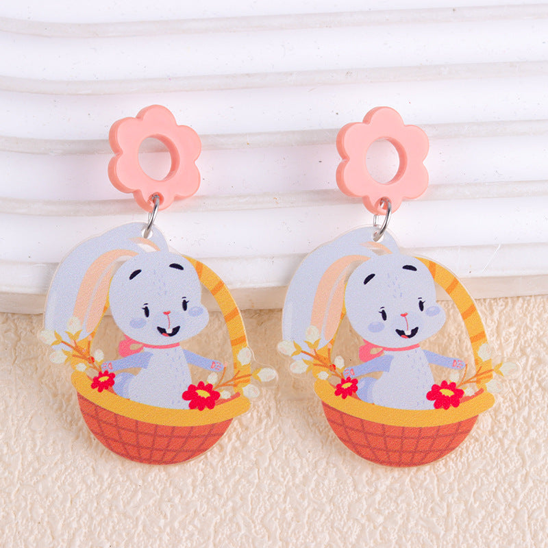 Wholesale Easter Rabbit Radish Chicken Acrylic Printed Earrings