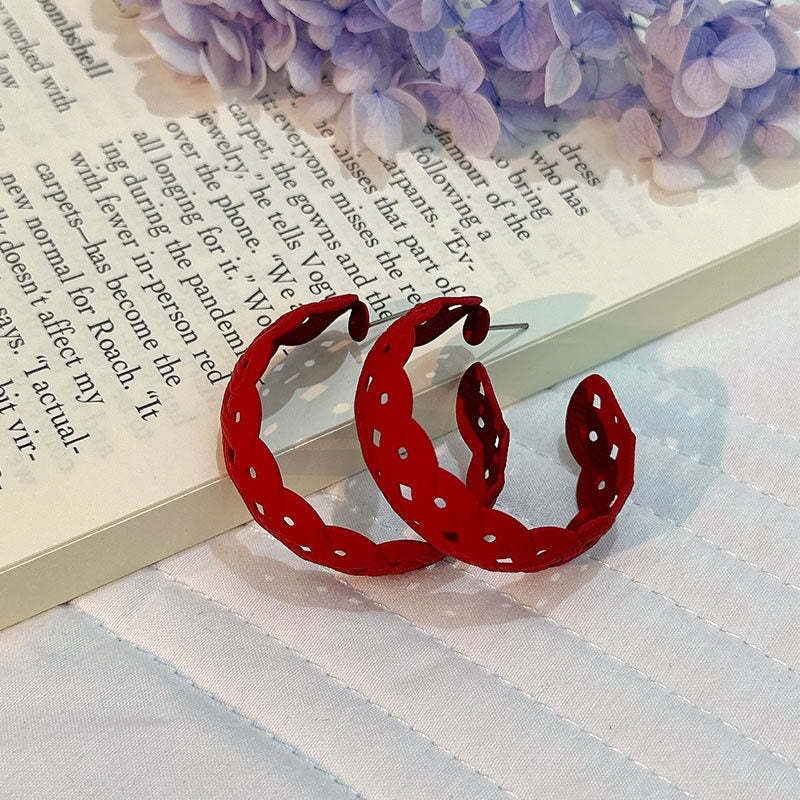 Wholesale Solid Color Big C Shape Candy Color Earrings