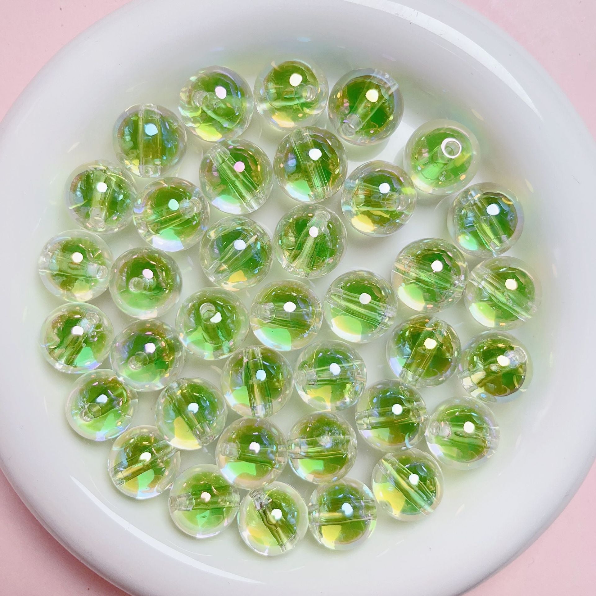 Wholesale 10pcs 16mm UV transparent sugar core round beads straight hole beads