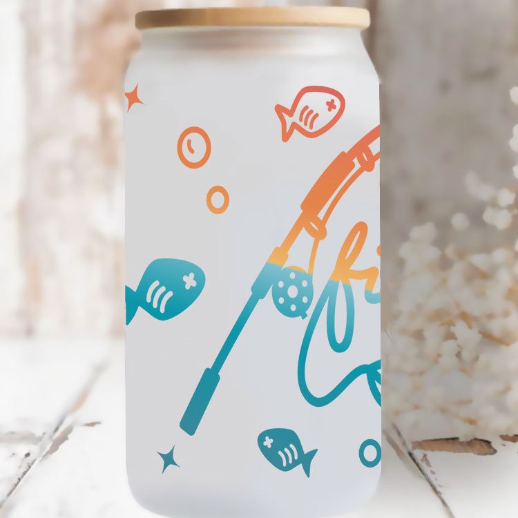 Wholesale Colorful outdoor camping series 16oz Cup UV DTF Wraps