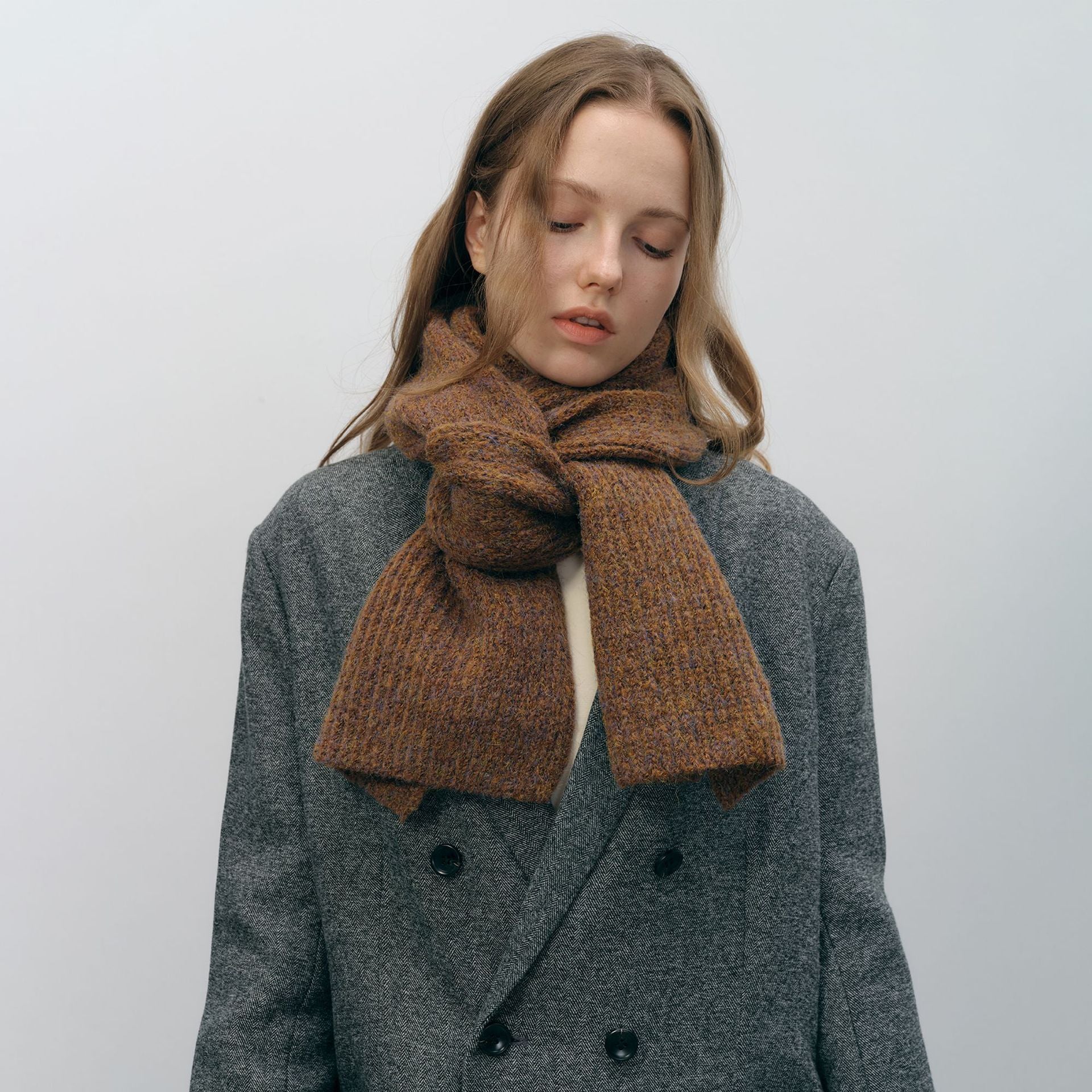 Wholesale Autumn and Winter Multi-color Gradient Thickened Warm Knitted Hat Scarf Two-piece Set