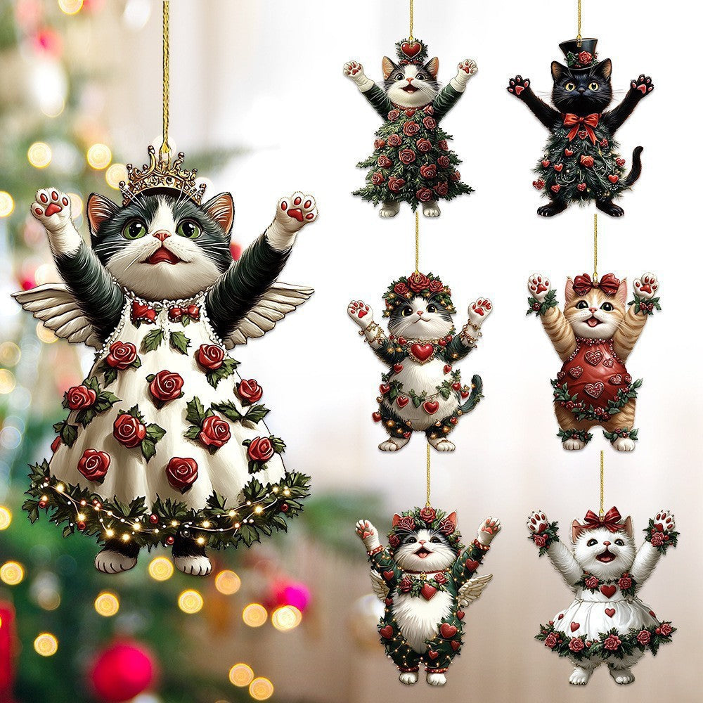 Wholesale Valentine' s Day Rose Kitten Acrylic Car Decoration