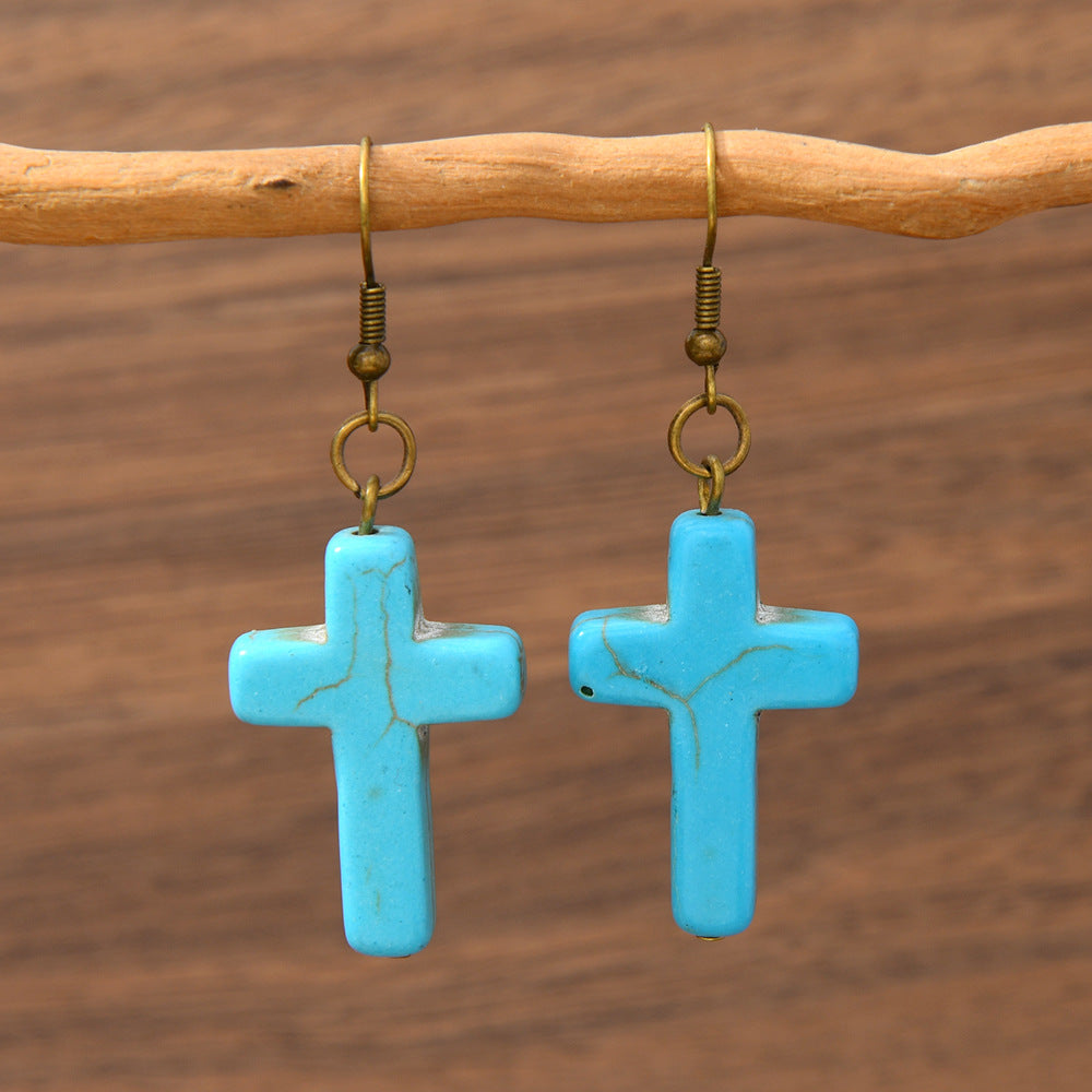 Wholesale Bohemian Turquoise Bull Head Earrings