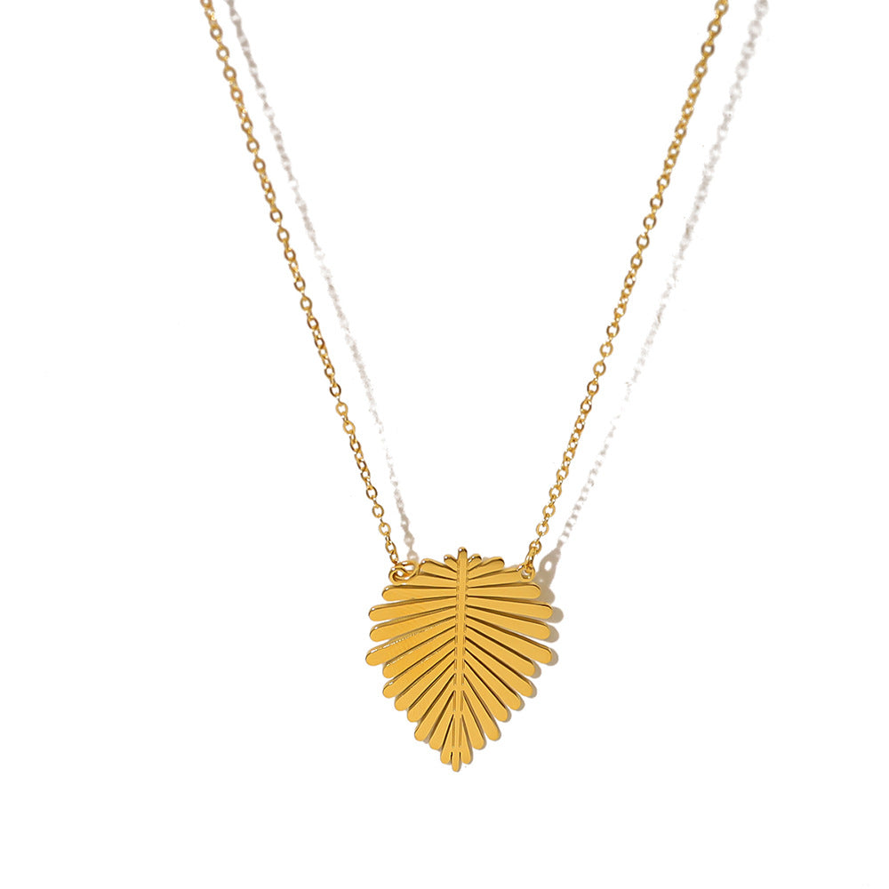 Wholesale 18K Gold Plated Leaf Texture Vintage Necklace Clavicle Chain