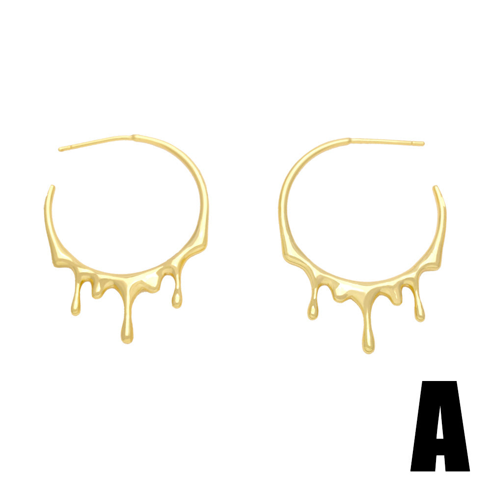Wholesale y2k Liquid Personalities Copper Earrings