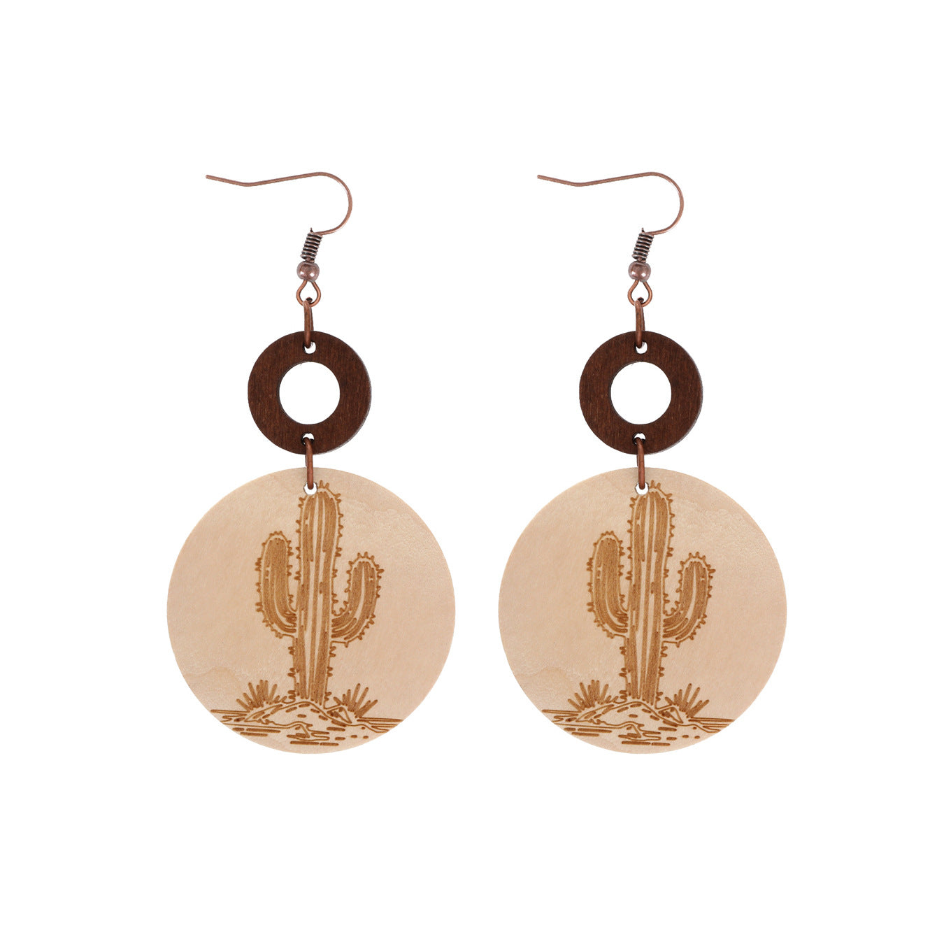 Wholesale  Sunflower Bee Cactus Wooden Earrings