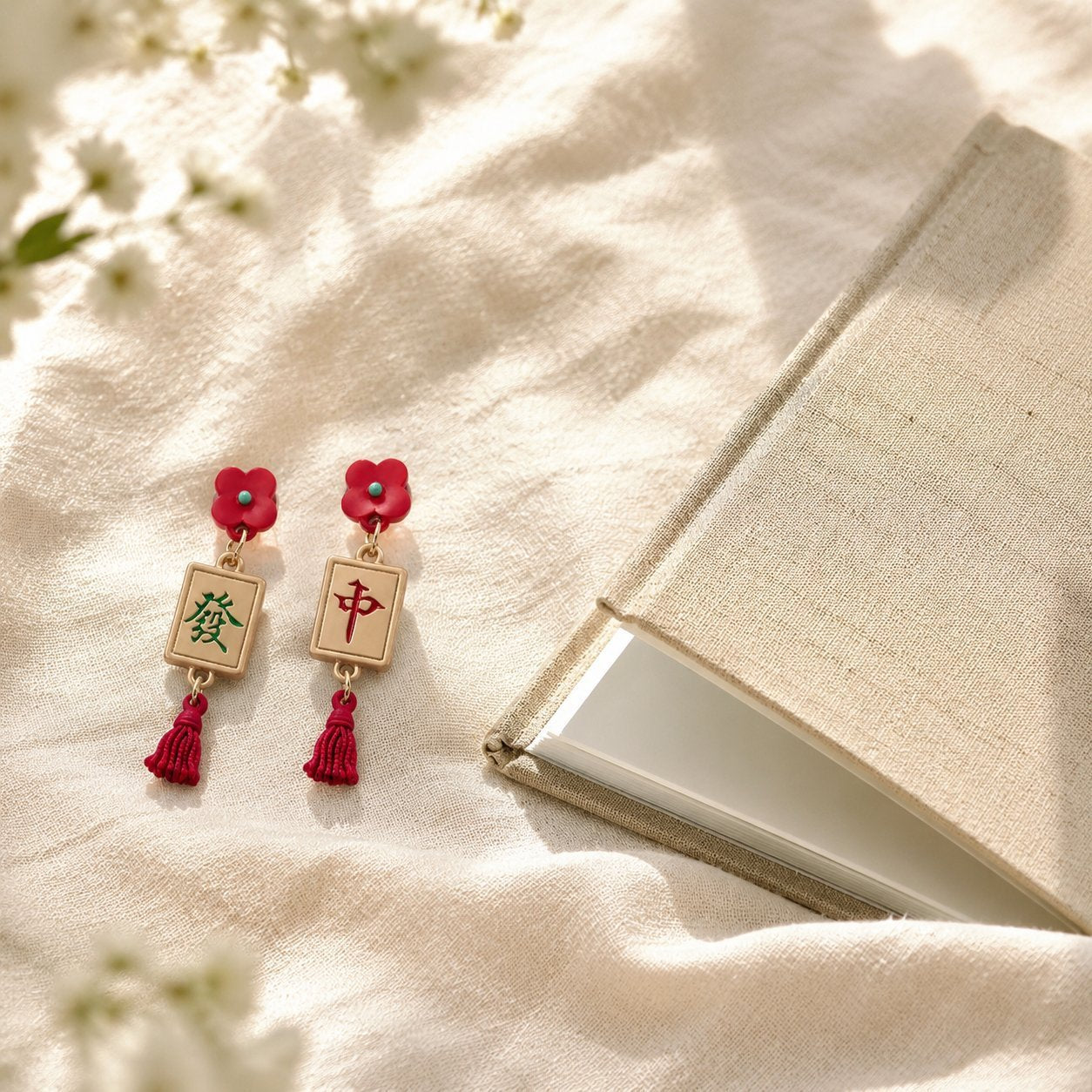Wholesale Alloy Electroplated Chinese Style Mahjong Red Fortune Earrings Women S Tassel Jewelry For Party Wear