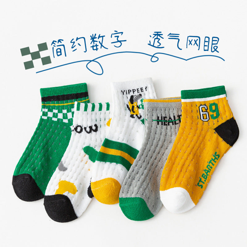 Wholesale Kids Cartoon Dinosaur Combed Cotton Mesh Socks
