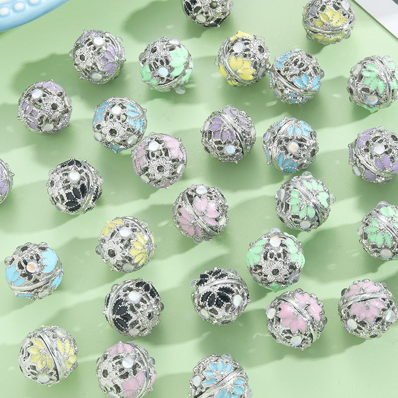 Wholesale antique bamboo leaf handmade accessories silver round beads