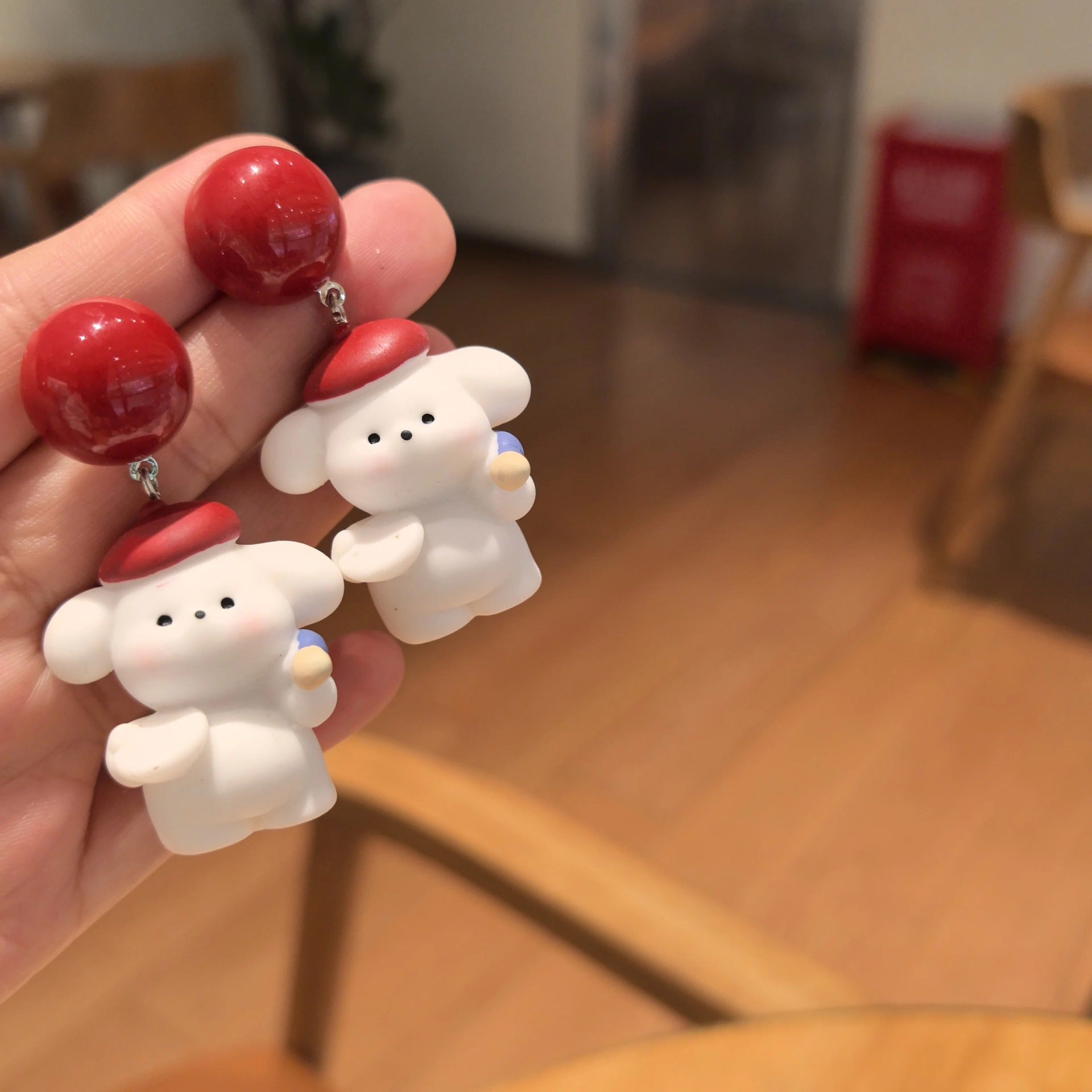 Wholesale Cartoon cute little white dog earrings