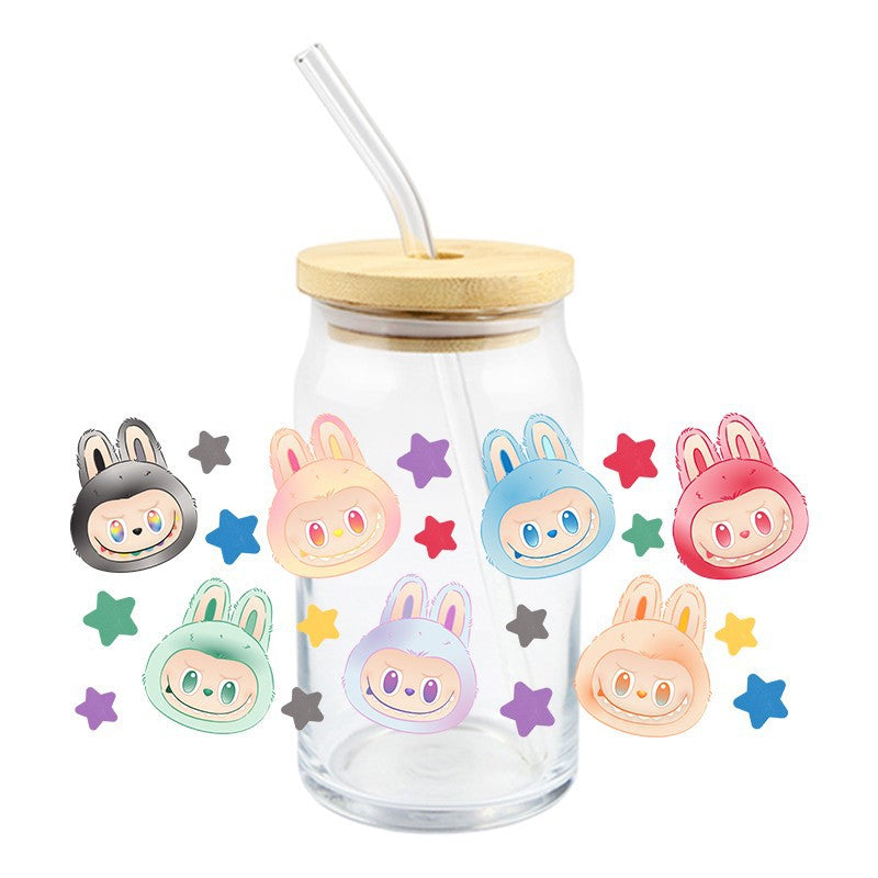 Wholesale 5pcs Colorful cute cartoon 16oz Cup UV DTF Wraps