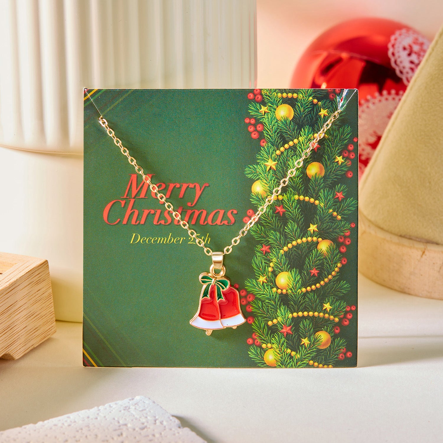 Wholesale Christmas Necklace Christmas Bell Snowflake Necklace