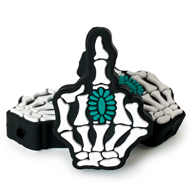 Wholesale 10pcs Cartoon Halloween Skull Fingers with Silicone Beads