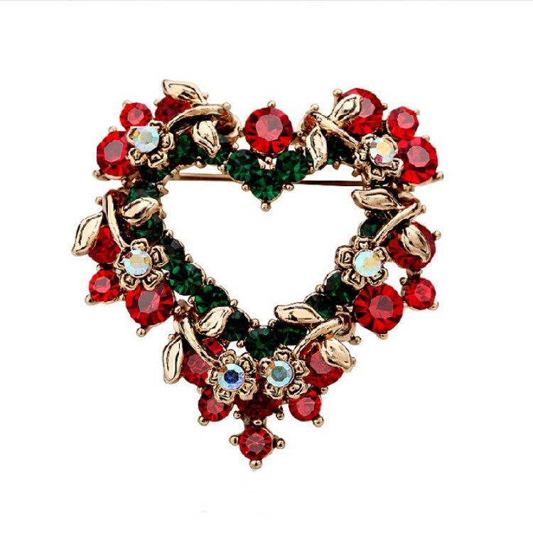 Wholesale Decorative Diamond Penguin Brooch Red Hat Christmas Snowflake Bell Jewelry Accessory