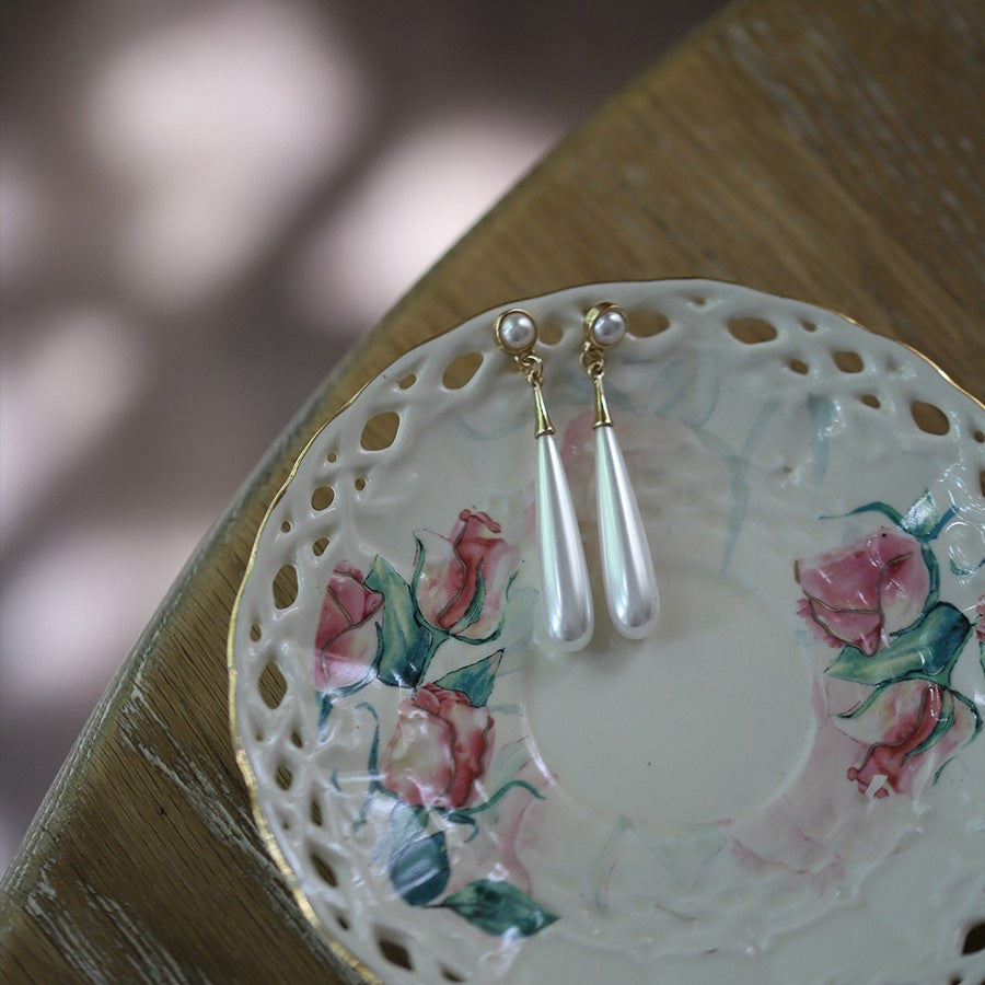 Wholesale Drop Pearl Metal Earrings