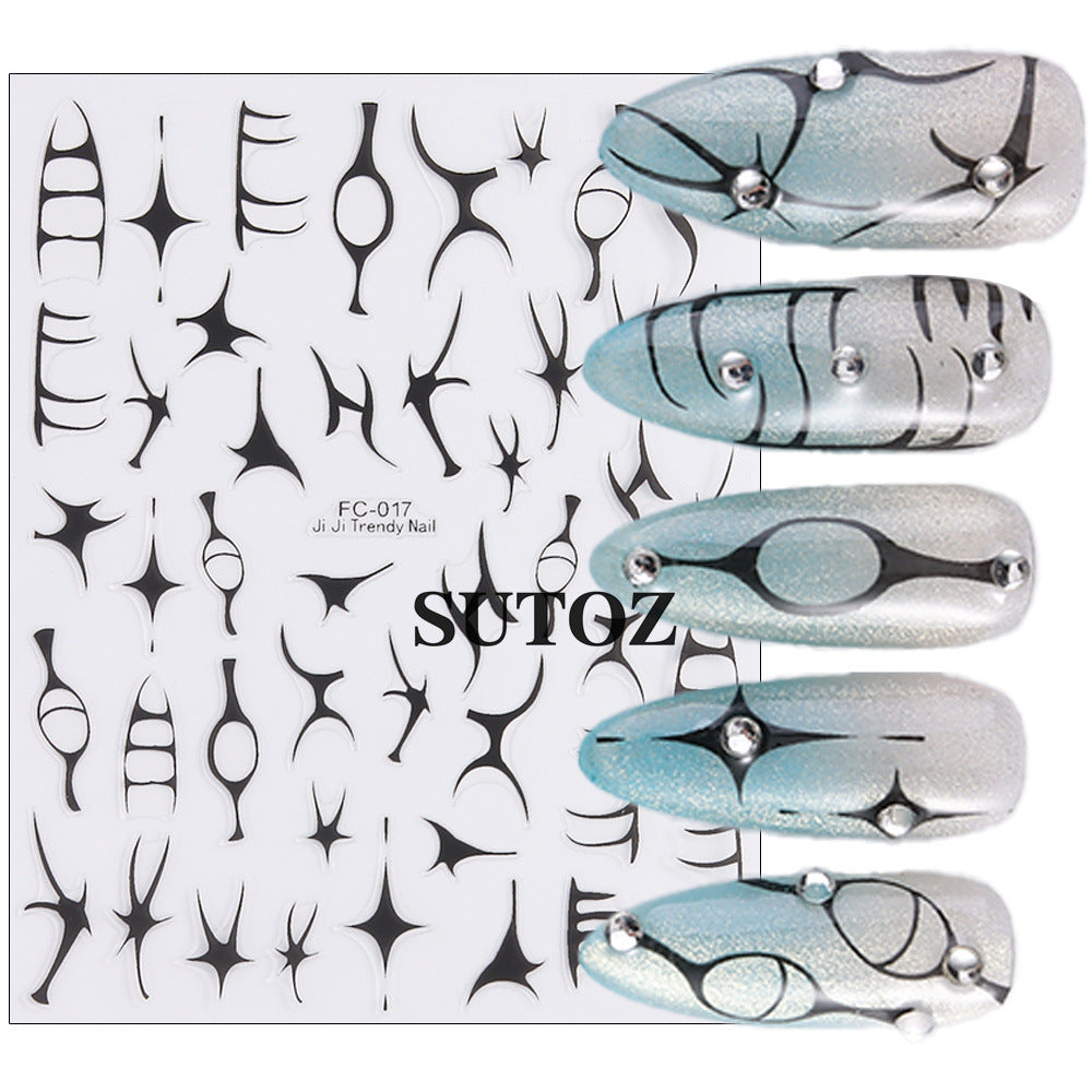 Wholesale 3pcs/pack Geometric pattern irregular lines nail art stickers