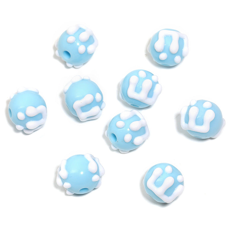 Wholesale  100pcs/pack Cartoon Hand-Painted Beads DIY Acrylic  Beads