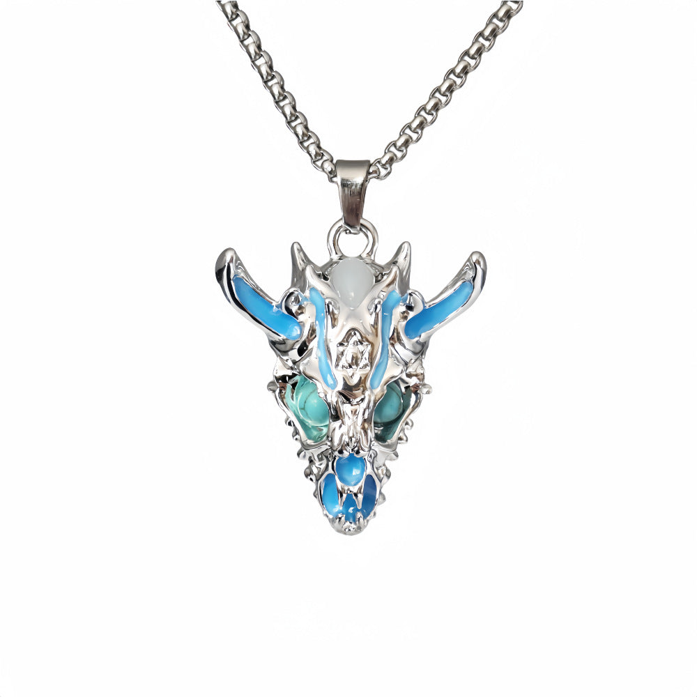 Wholesale Skull Animal Head Luminous Necklace Zinc  Alloy Faucet   Sweater Chain