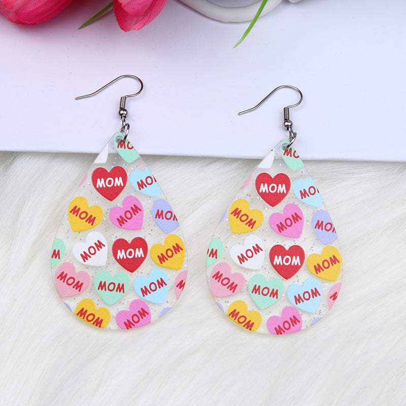Wholesale MOM Love Acrylic Earrings