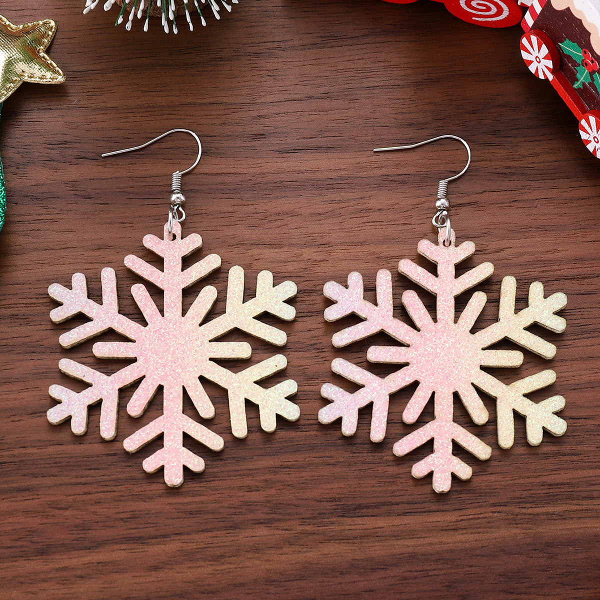 Wholesale Christmas sequined leather Christmas earrings