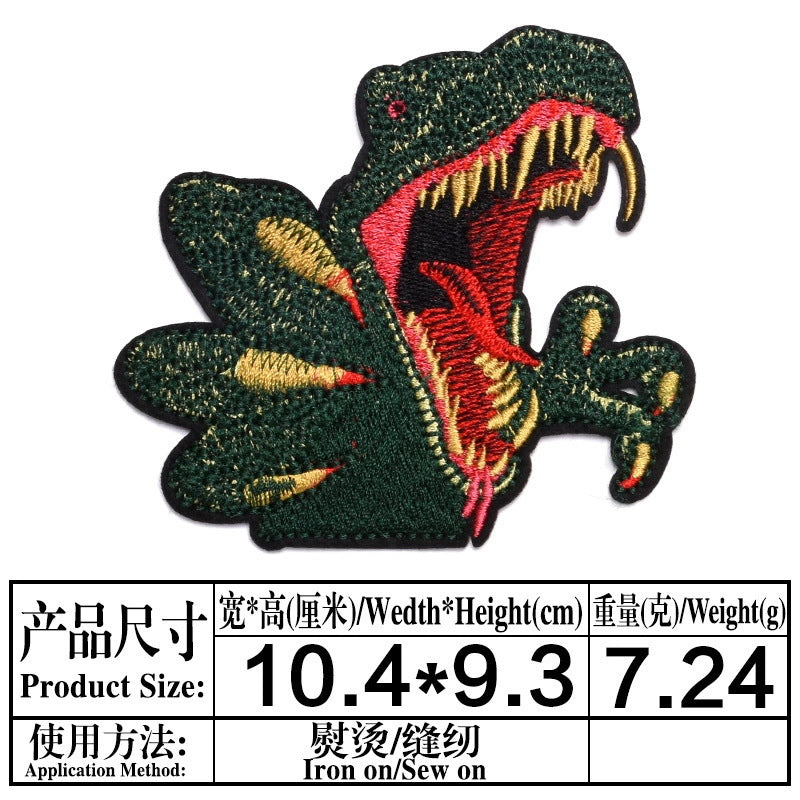 Wholesale Stylish Dinosaur Embroidered Patches Cartoon Animal Cloth Sew On Badges For Clothing Boutique Resale