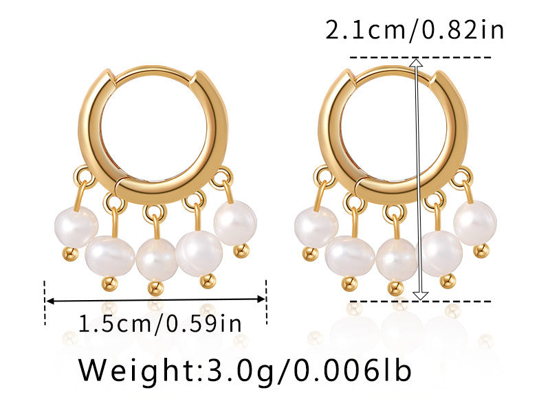 Wholesale French Pearl Earrings Brass Plated 18K Real Gold Earrings