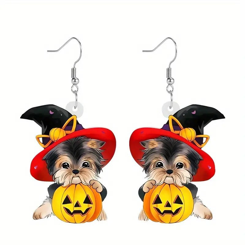 Wholesale Black Cat Pumpkin Halloween Earrings
