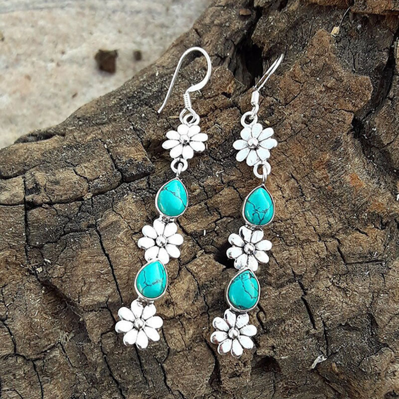 Wholesale Bohemian teardrop shaped turquoise earrings