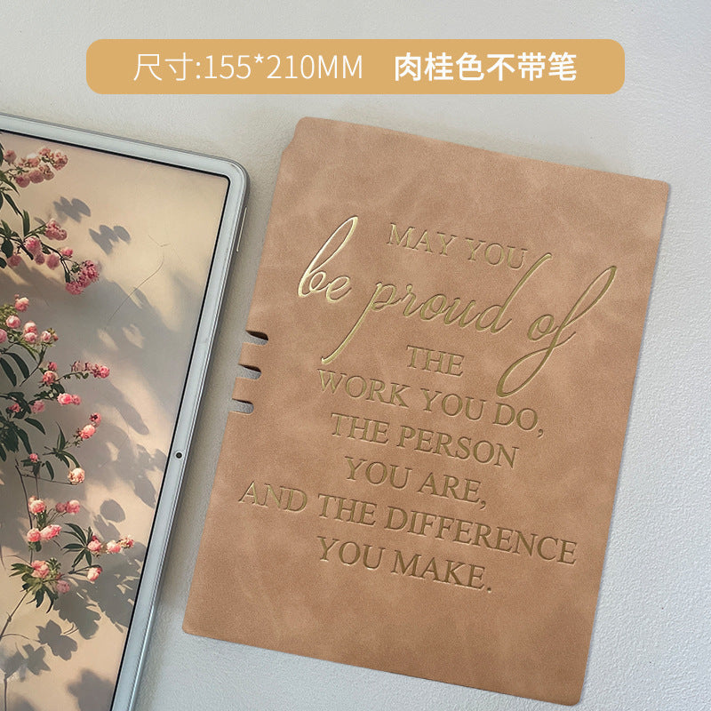 Wholesale ncentive Notebook with Pen Insertable Simple Leather-Covered High-Value Handbook Notepad