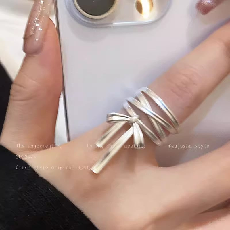 Wholesale Ballet style bow ribbon adjustable finger ring
