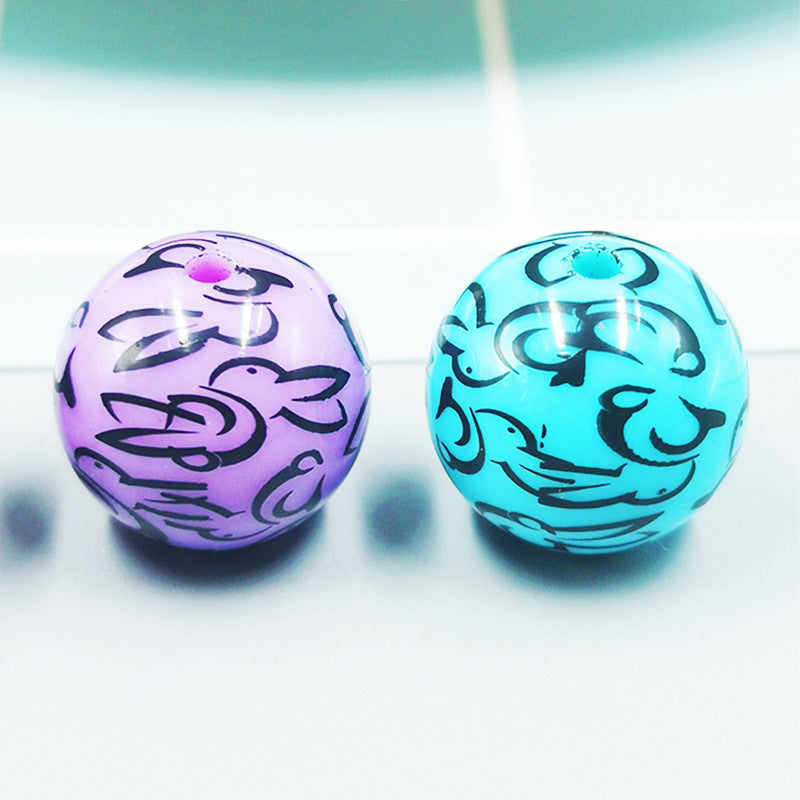 Wholesale 1000pcs/pack Creative Panda Printing Acrylic Scatter Beads