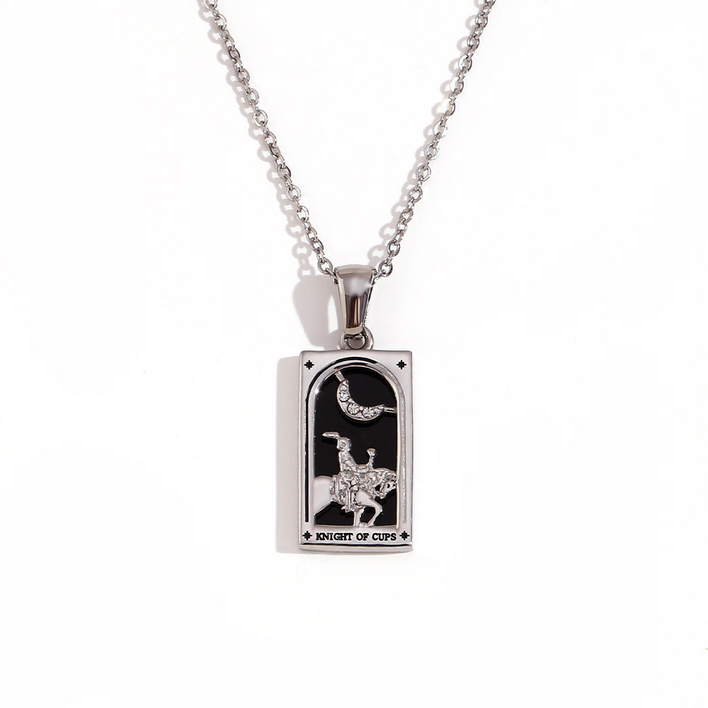 Wholesale Gold and silver Tarot card Stainless Steel Necklace