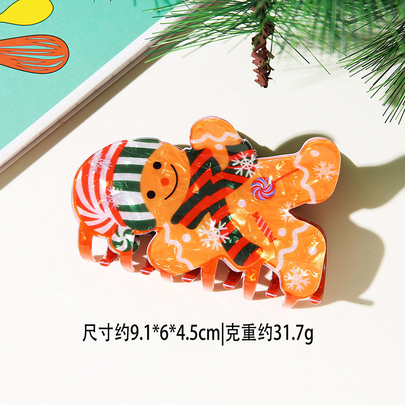 Wholesale Christmas Snowman Hair Claw Clip Snowflake Gingerbread Design Stylish Hair Accessory For Party Gift And Boutique Resale