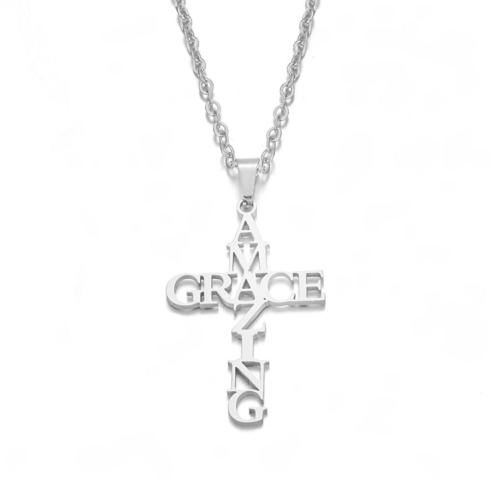 Wholesale Stainless Steel Amazing Grace Necklace