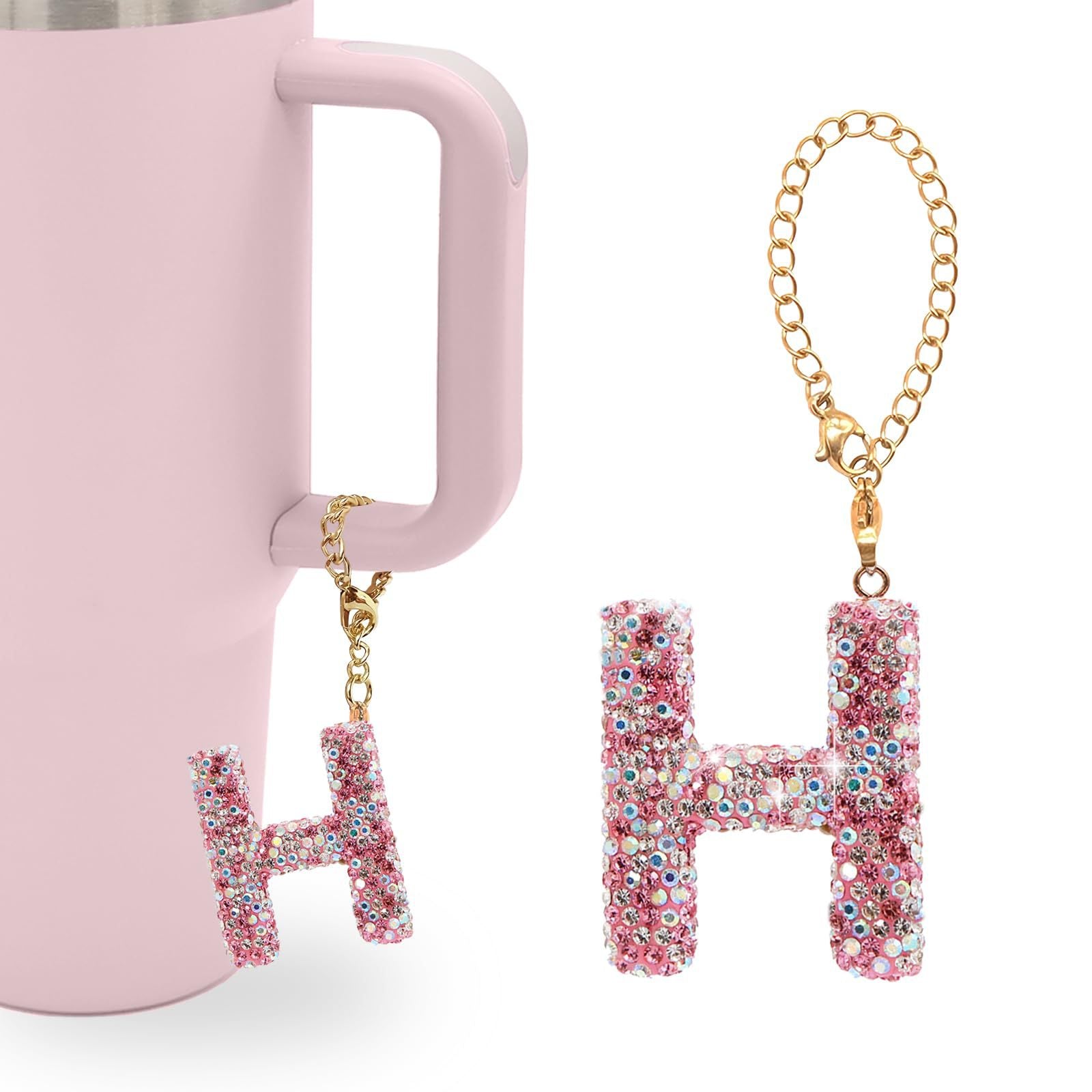 Wholesale Pink Diamond English Letter Water Cup Chain Pendant Cup Accessories