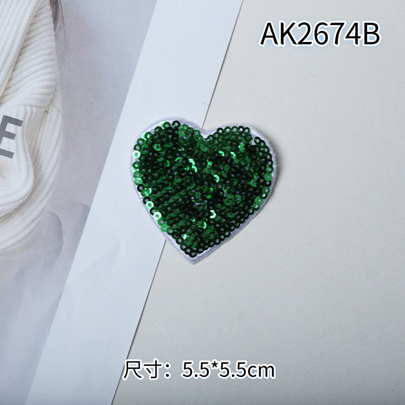 Wholesale 10pcs Multi colored love sequins cartoon embroidery DIY Patches