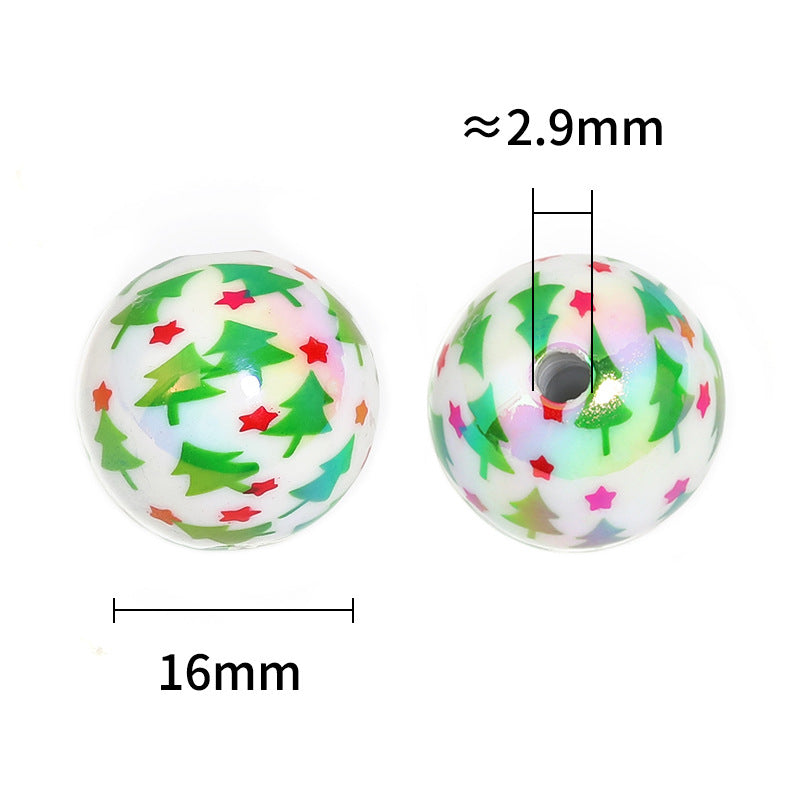 Wholesale 100pcs Acrylic Pentagram Christmas Tree Printed Beads